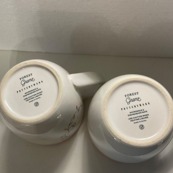 2 Pottery Barn Forest Gnome Stoneware 20 oz Holiday Christmas Festive Mugs - Picture 5 of 8